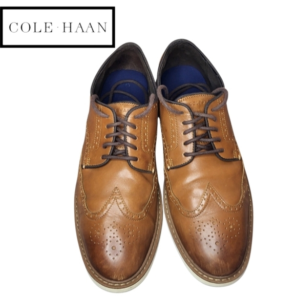 Cole Haan Wingtip Go To Oxford British Tan Brown Dress Casual Work Loafer Men 11 - Picture 2 of 9